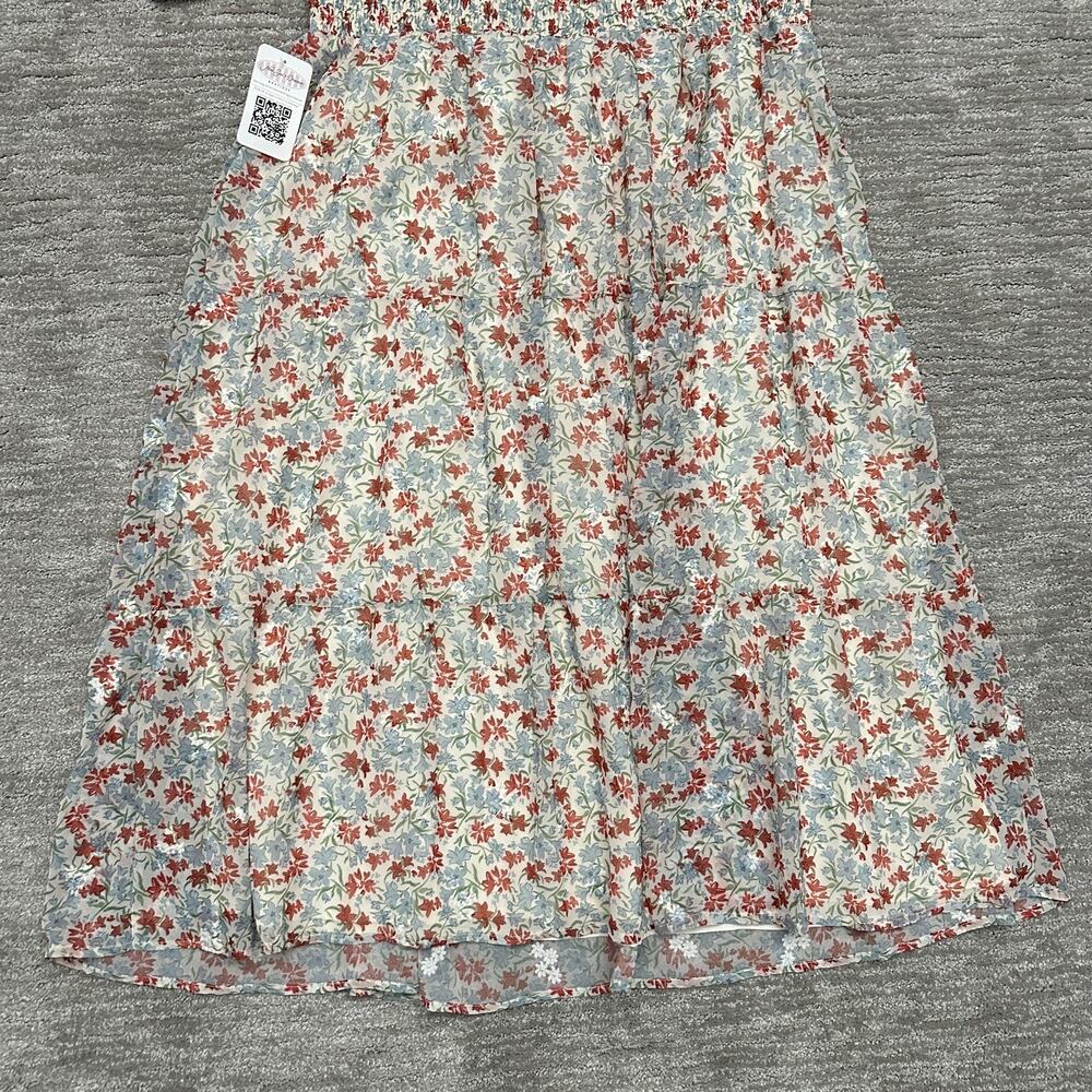 Mikarose Dress Womens XXL Blue Red Floral Smocked Square Neck Maxi Sundress Boho - Picture 9 of 16